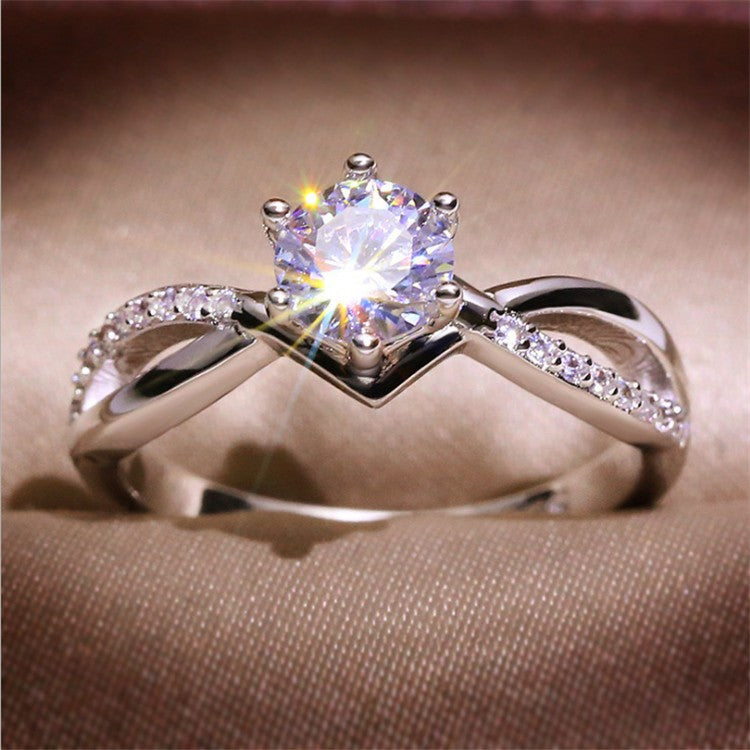 Women's Artificial Diamond Ornament Love Wedding Rings