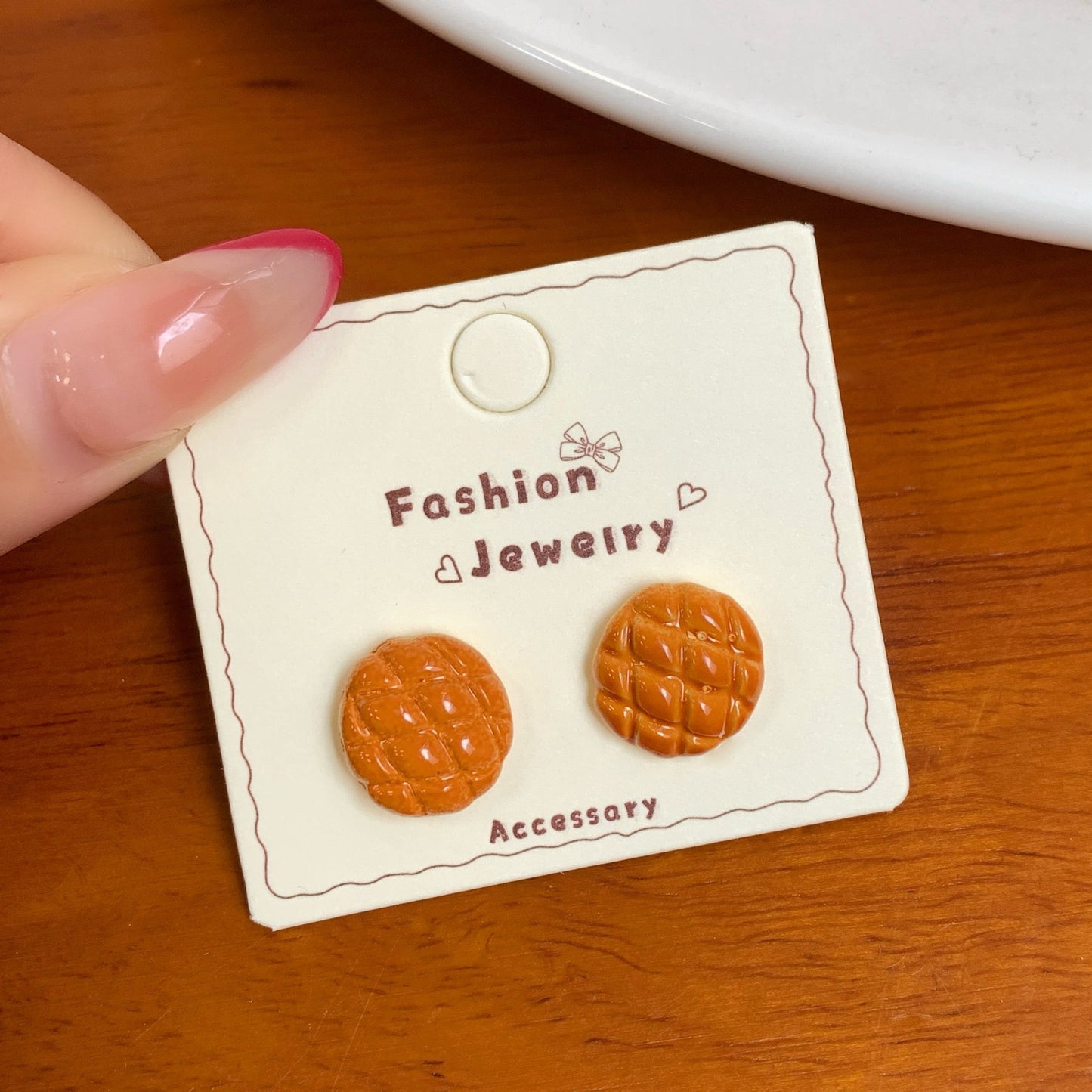 Bear Bread Party Earings Female Sier Needle Cute Personality Stud Earrings
