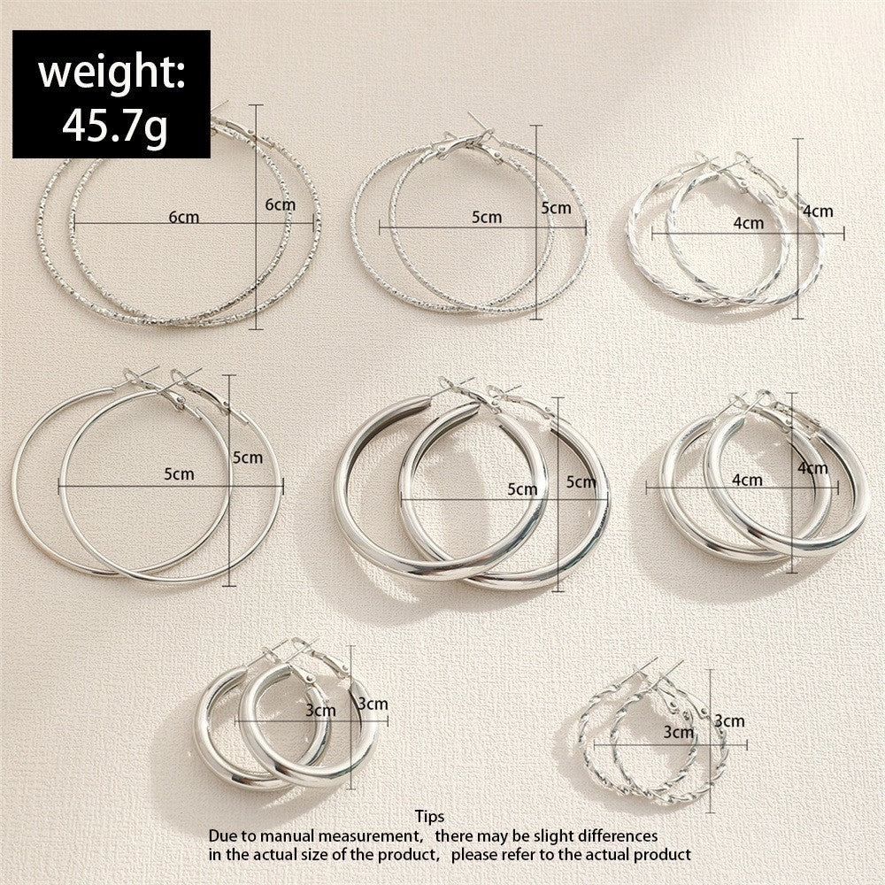 Women's Fashion Circle Pairs Suit Exaggerated Versatile Earrings