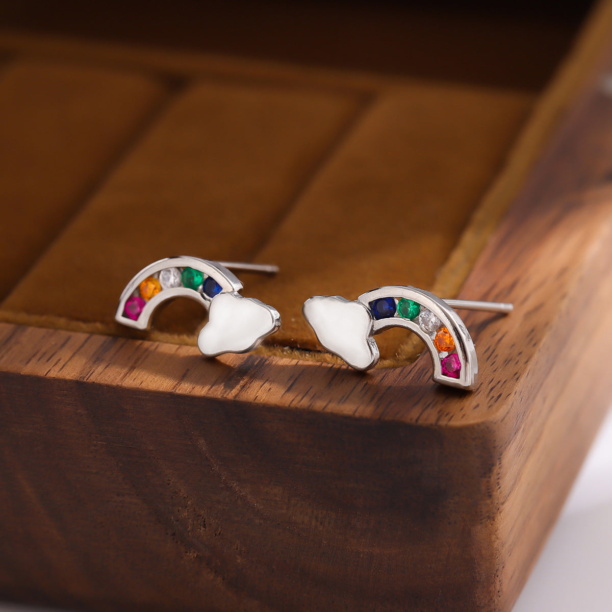 Women's Fashion Diamond Color Rainbow Cute Sweet Clouds Personalized Earrings