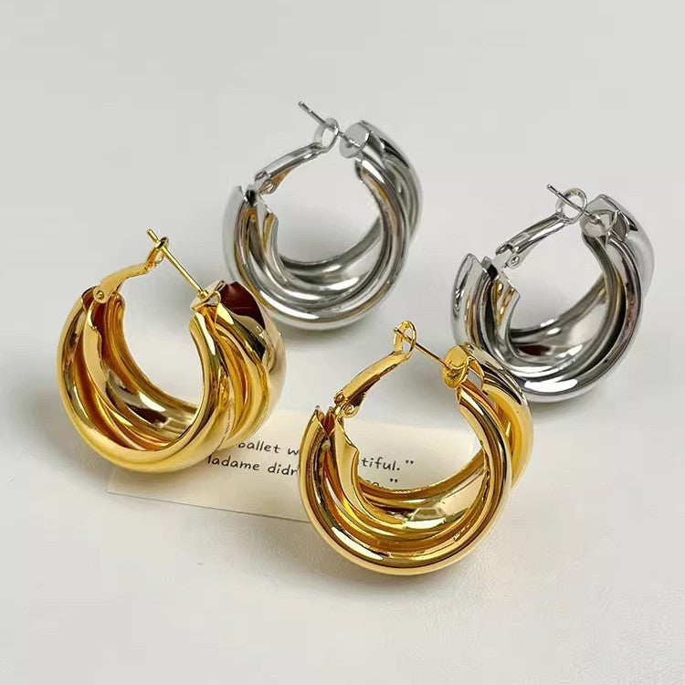 Style Geometric Metal Hoop France Designer Model Light Luxury High-grade Rings