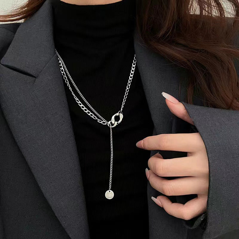 Women's Round Plate Cold Style Long Sweater Chain Hip Hop Fashion Pendants