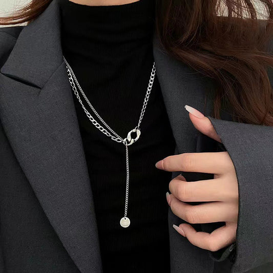 Women's Round Plate Cold Style Long Sweater Chain Hip Hop Fashion Pendants