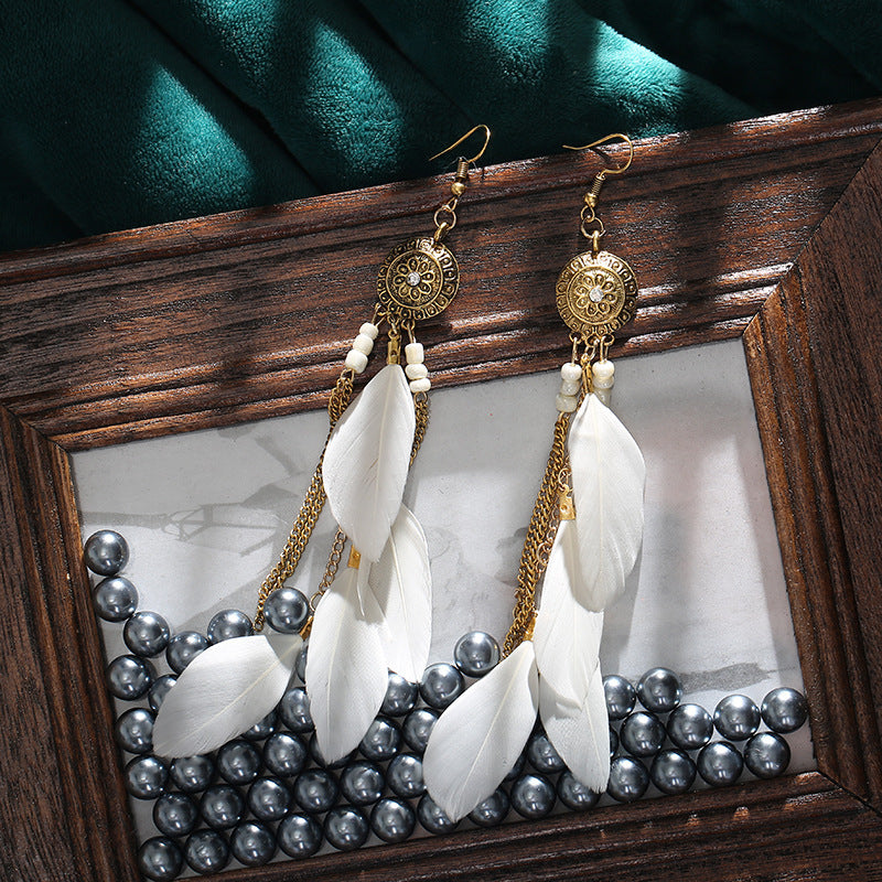 Classic Retro Tassel Feather Your Daisy Earrings