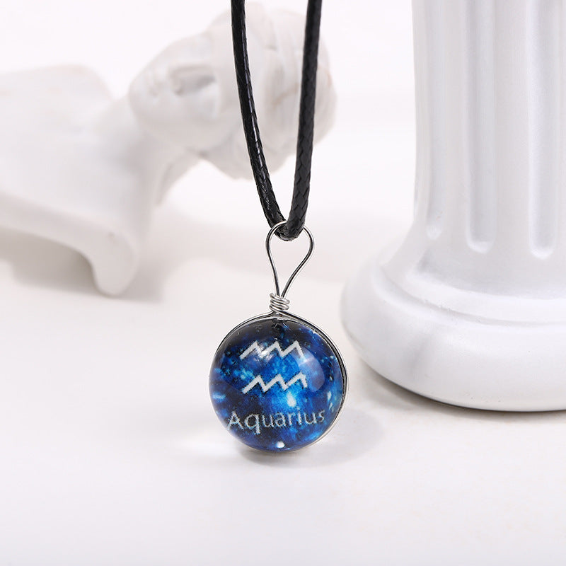 Starry Sky Luminous Twee Constellation Glass Mori Fresh Clavicle Chain Necklace