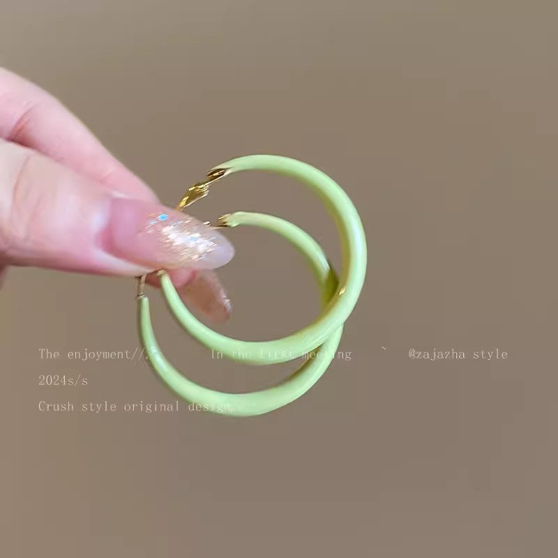 Dopamine Drip Glazed Circle Female Summer Stud Earrings