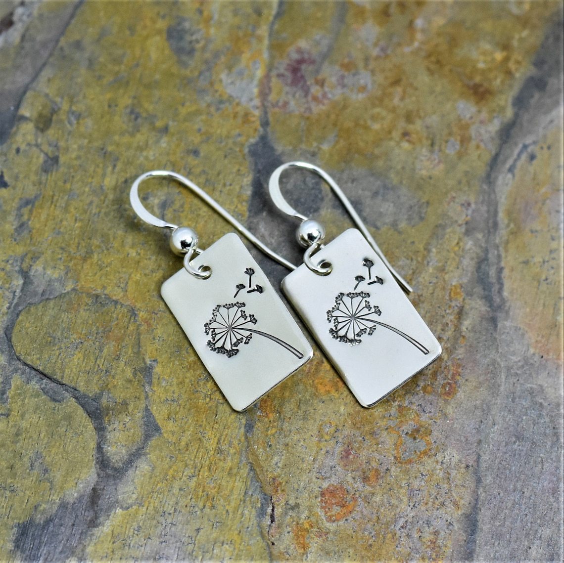 Simple Retro Rectangular Dandelion Modified Face Female Ear Stud Earrings