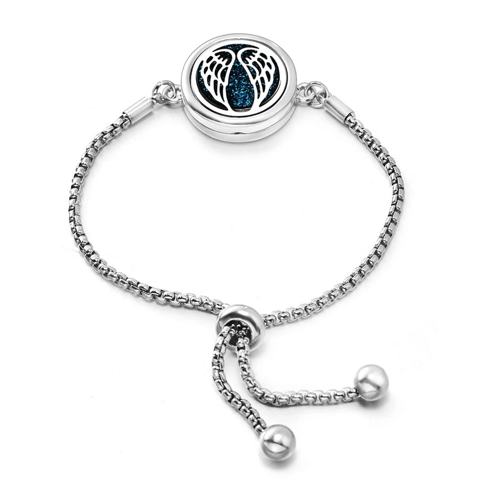Angel Wings Mosquito Repellent Stainless Steel Essential Oil Perfume Box Bracelet