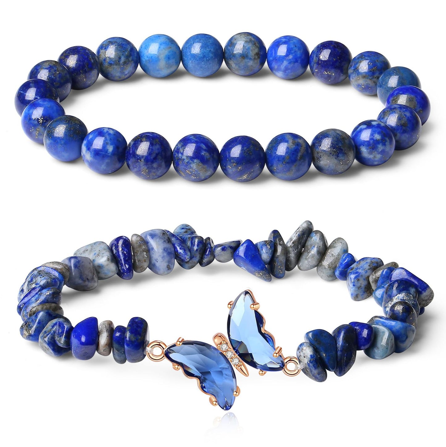 Simple Butterfly Natural Stone Crystal String Beads Bracelets