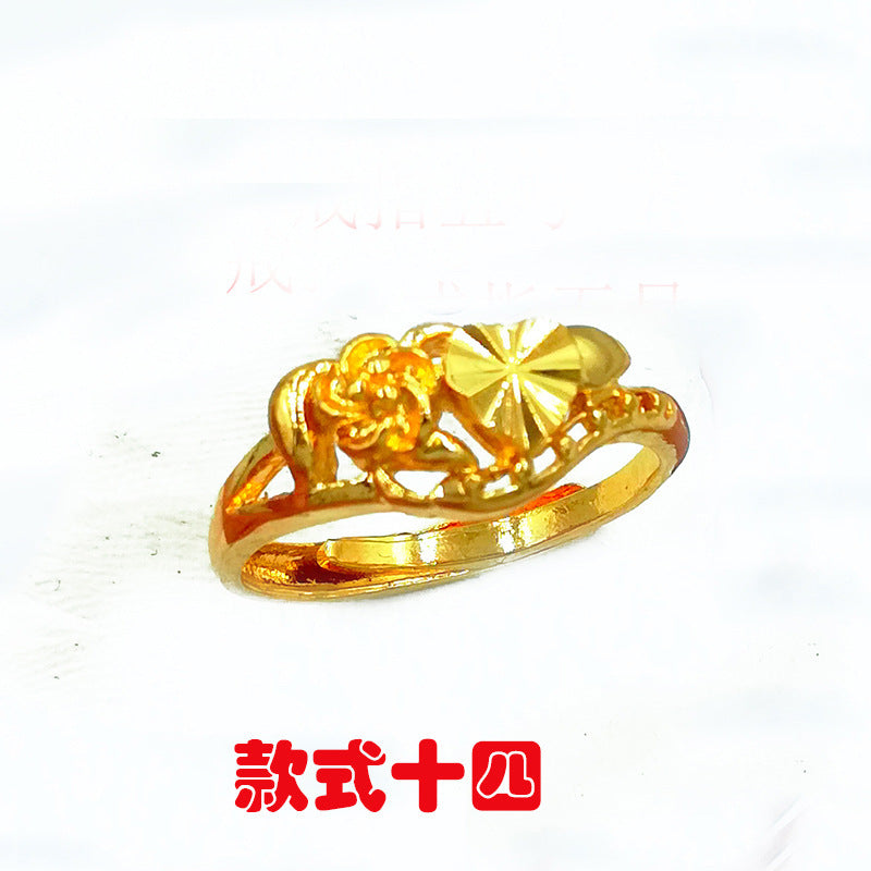 Flower Female Vacuum Plating No Color Fading Gold Rings