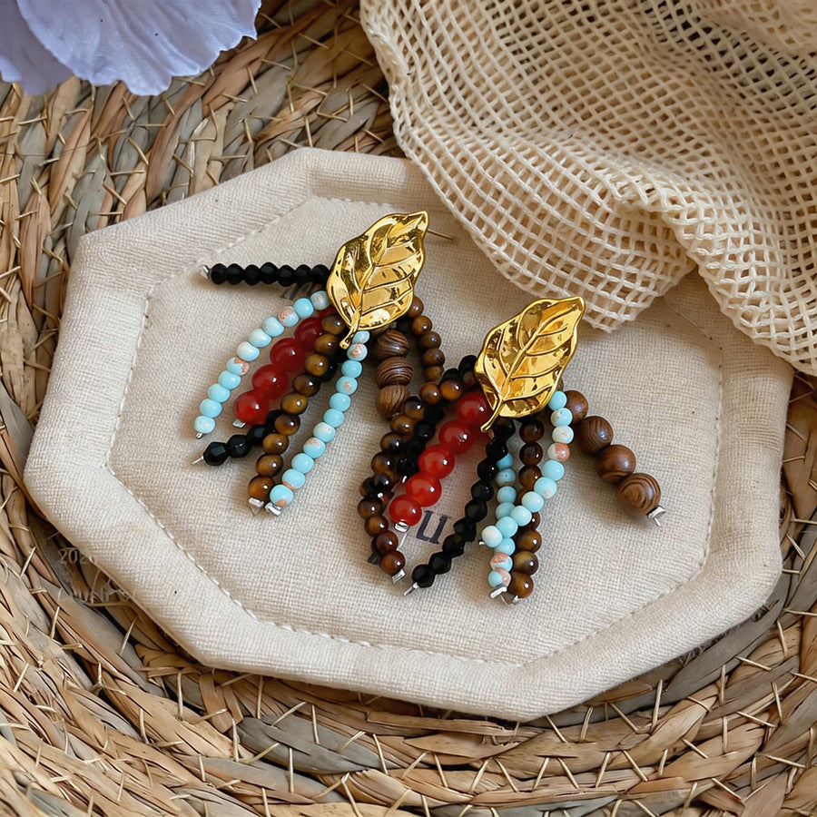 Wood In The Forest Retro Tassel Rings