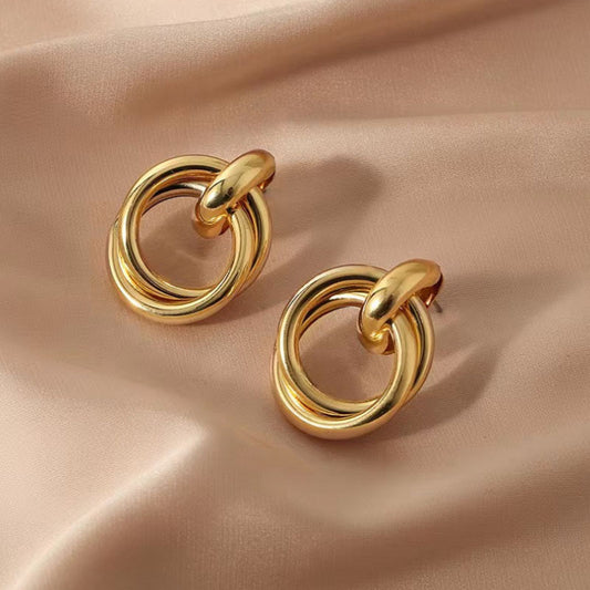 Women's Exaggerated Circle Trendy Metal Texture Elegant Earrings