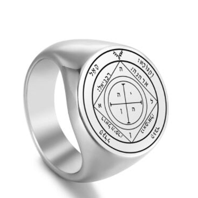 Steel Solomon Seal Jupiter Mars Mercury Moon Ring
