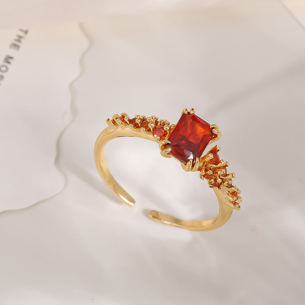 Women's Open-end Zircon Fashionable Classy Simple Cold Feeling Goddess Rings