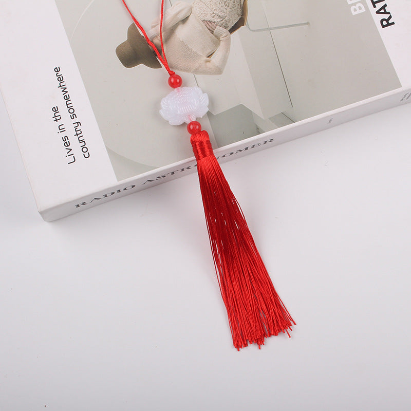 Jade Lotus Tassel Fringe Kunlun Fan Cheongsam Jewelry Accessories