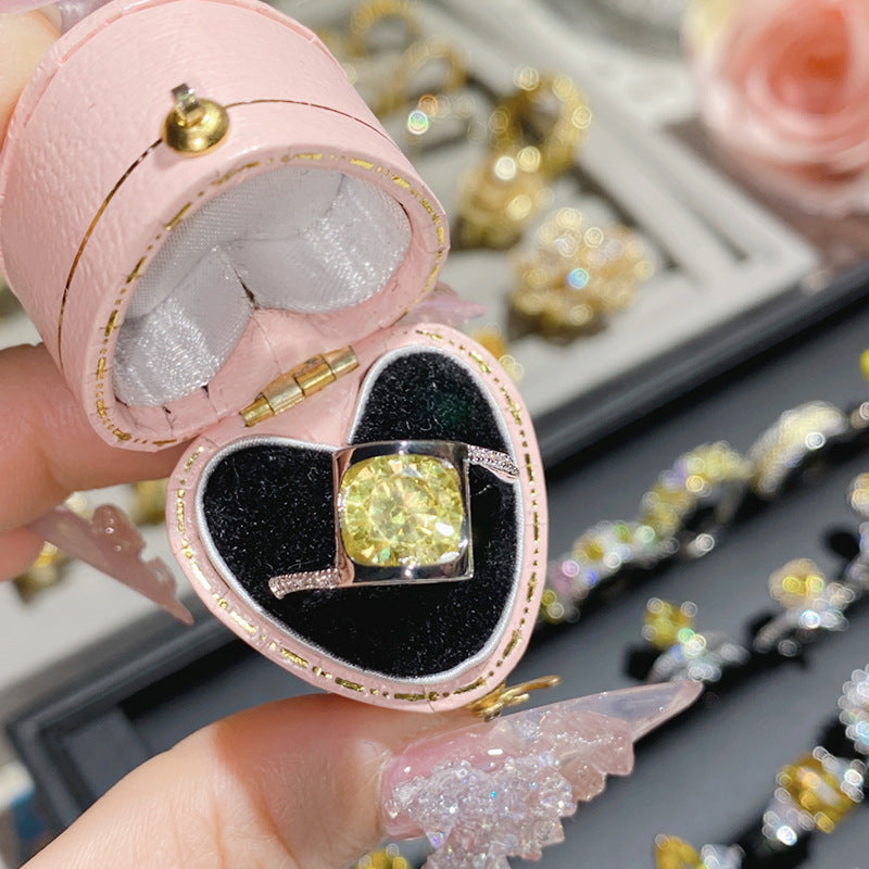 Camellia Fashion Romantic French Golden Rhinestone Gold Plated Ring