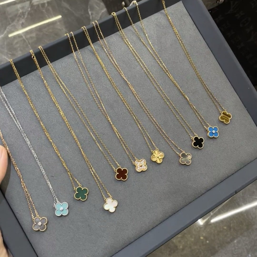 High Version V Gold Clover Thick Plated Clavicle Chain Necklaces