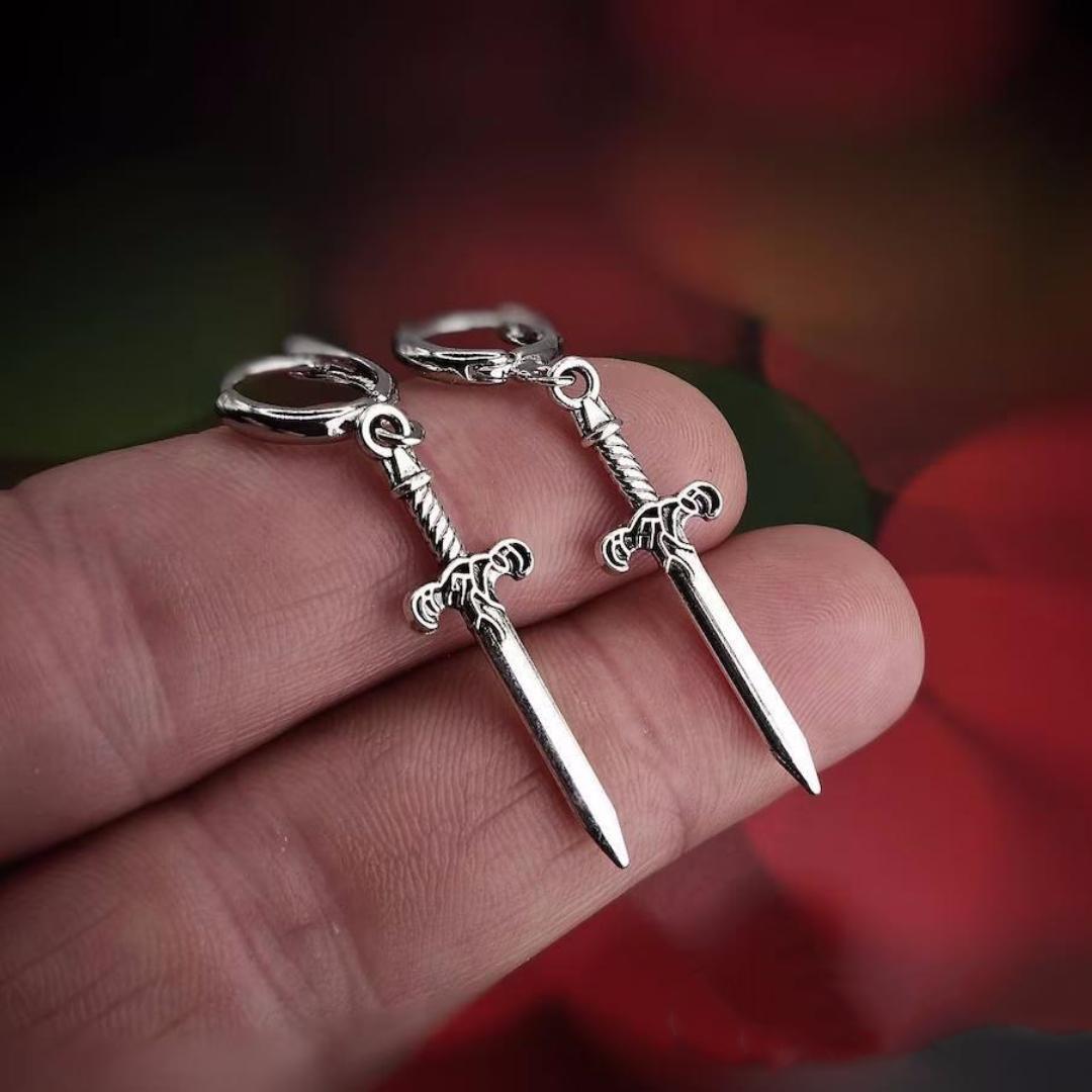 Women's & Men's Sier Dagger Gothic Earrings