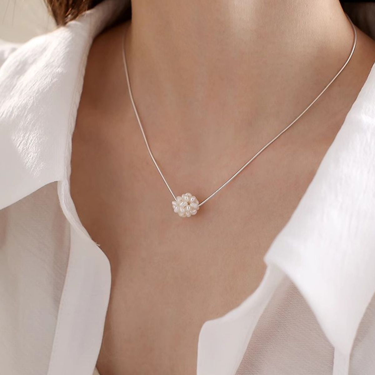 Women's Rice Grain Freshwater Pearl Simplicity Fashion Temperament Design Clavicle Chain Necklace