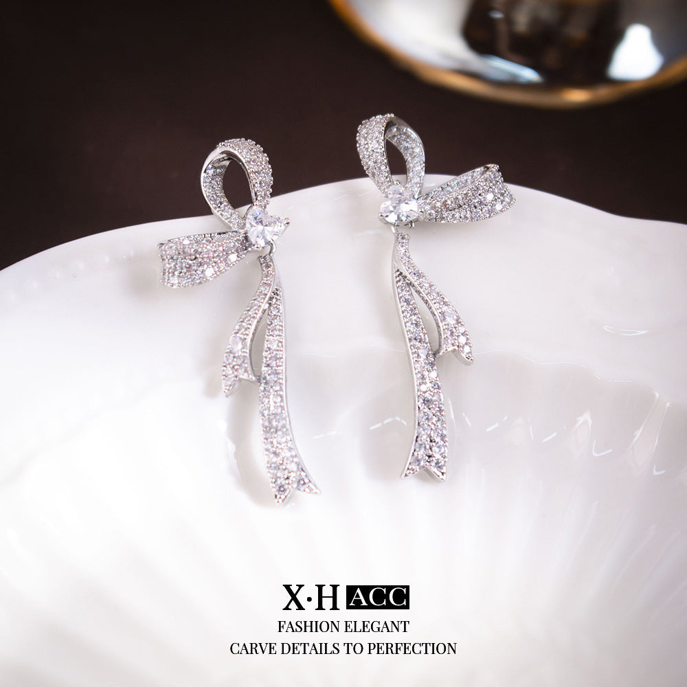 Elegant Zircon Butterfly Tassel Gentle Stylish Personality Stud Earrings