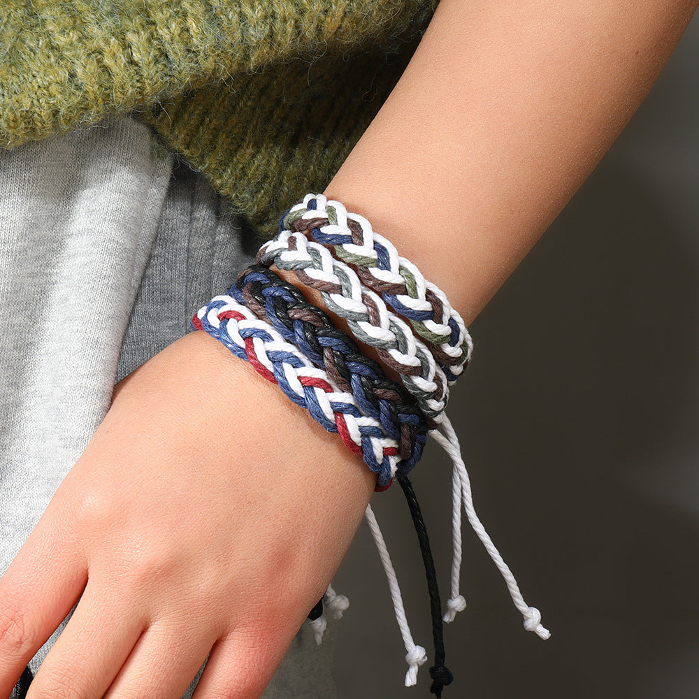Men's Sports Style Cotton String Braided Little Lion Hand Weaving Bracelet