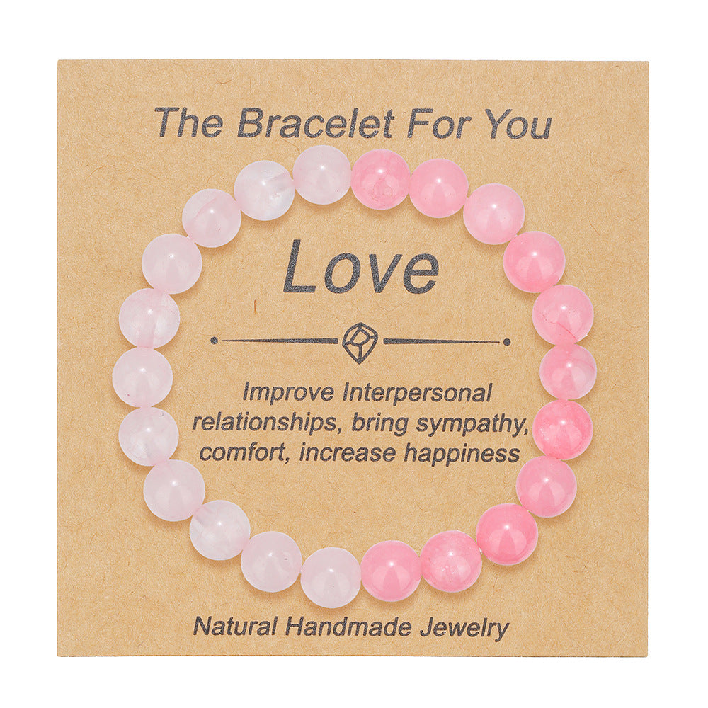Fashion Natural Stone Tigereye Pink Crystal Bracelet