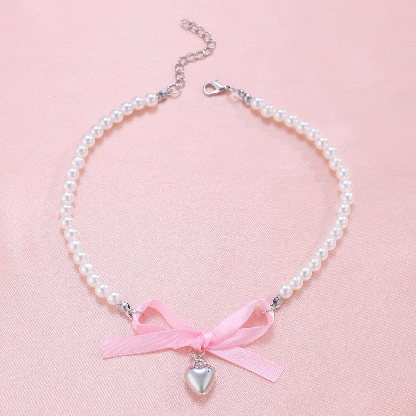 Bow Love Pearl Female Sweet Pure Necklaces