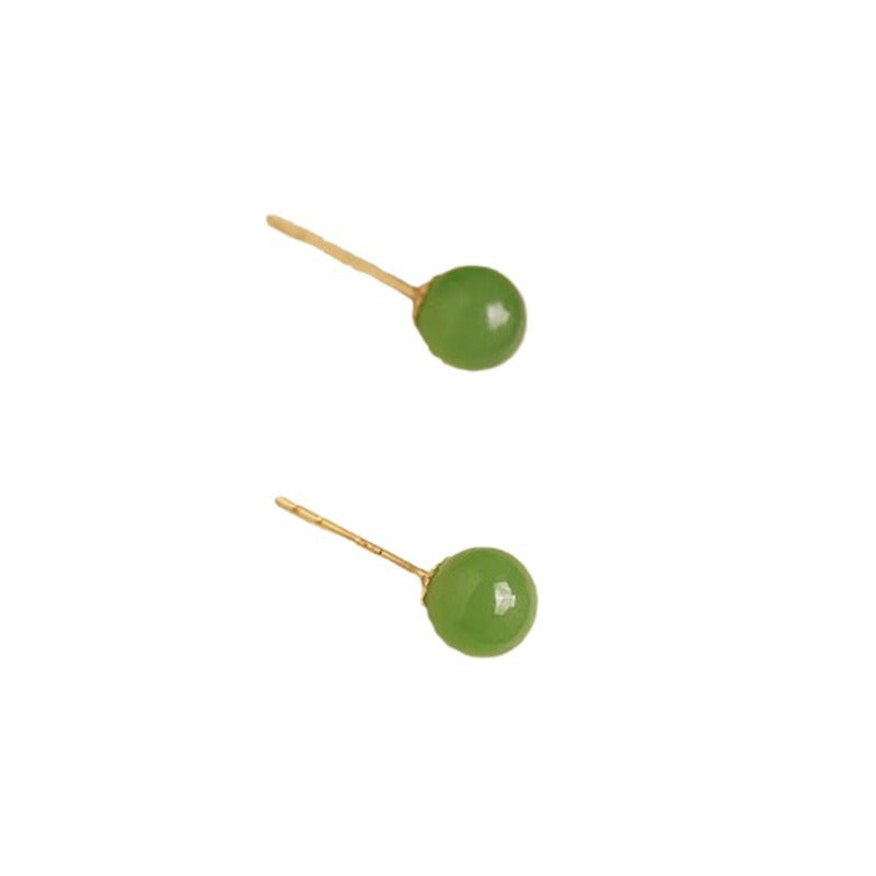 Women's Gold-plated Imitation Jade Green High-grade Temperament Earrings