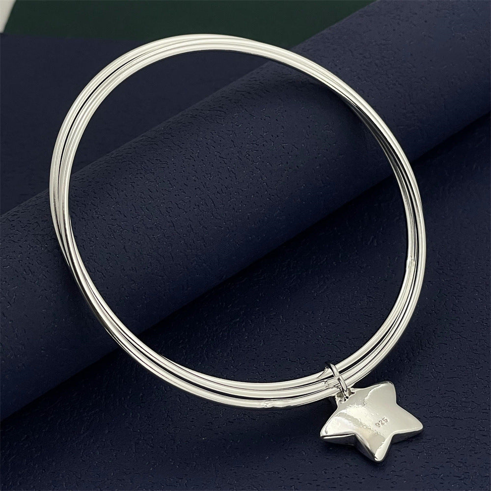 Stylish Charming Sier-plated Three-ring Star Popular Bracelets