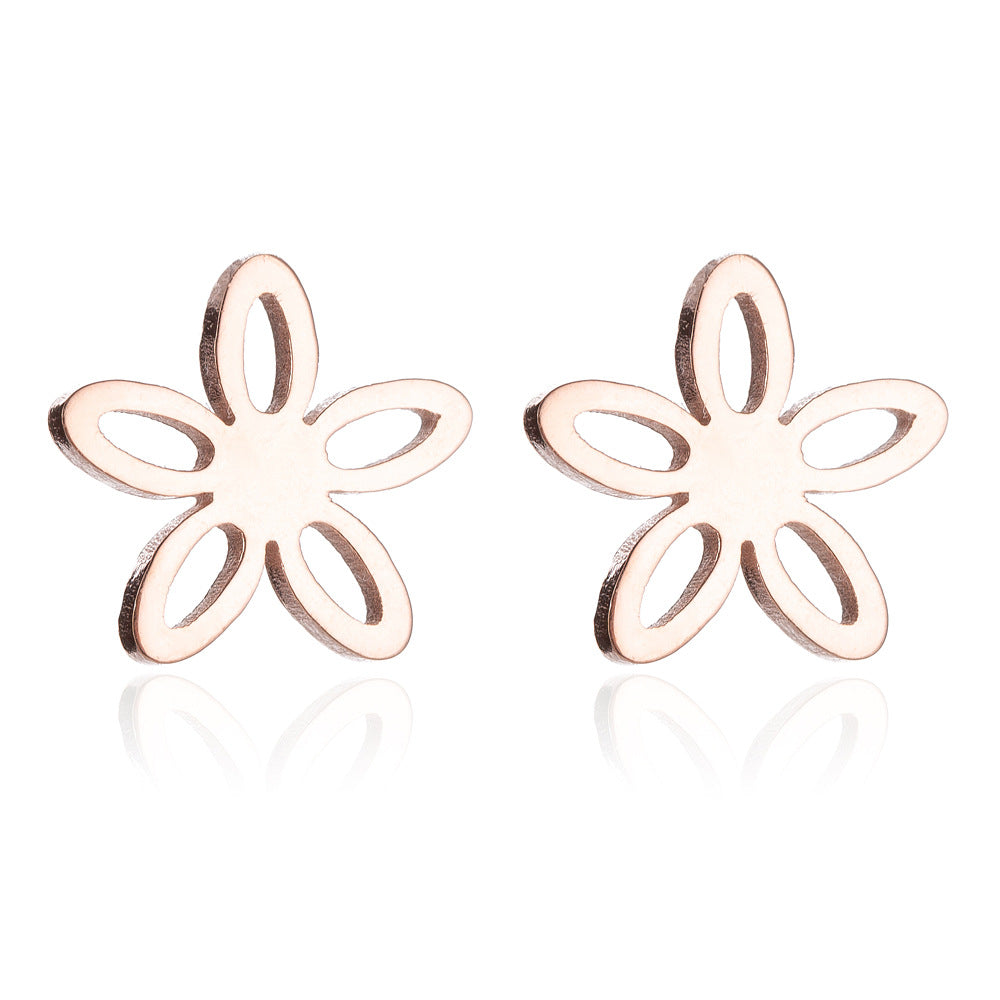 Lotus Ear Bone Hollow Origami Stainless Stud Earrings