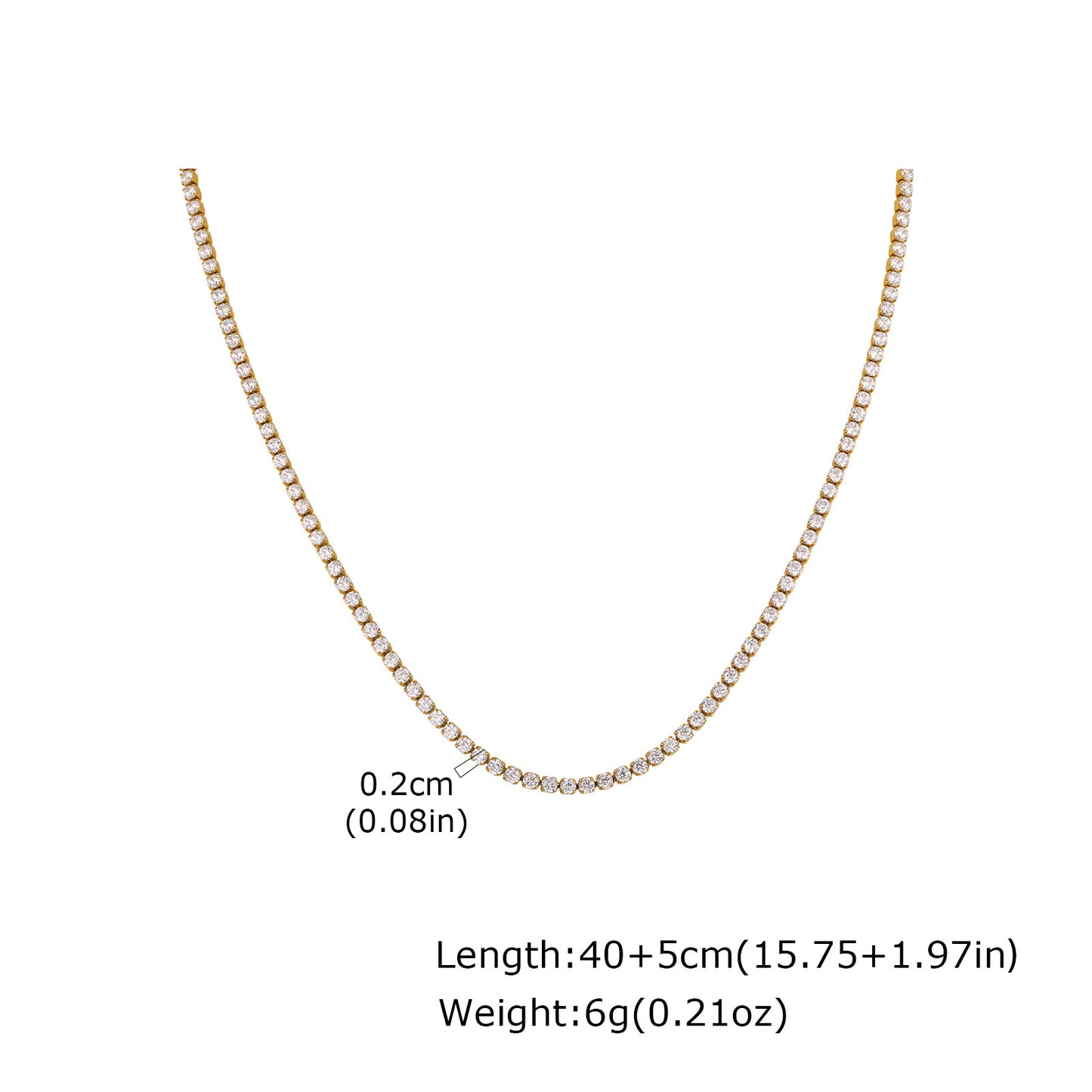 Women's Steel Zircon Chain Tennis Golden Titanium Necklaces