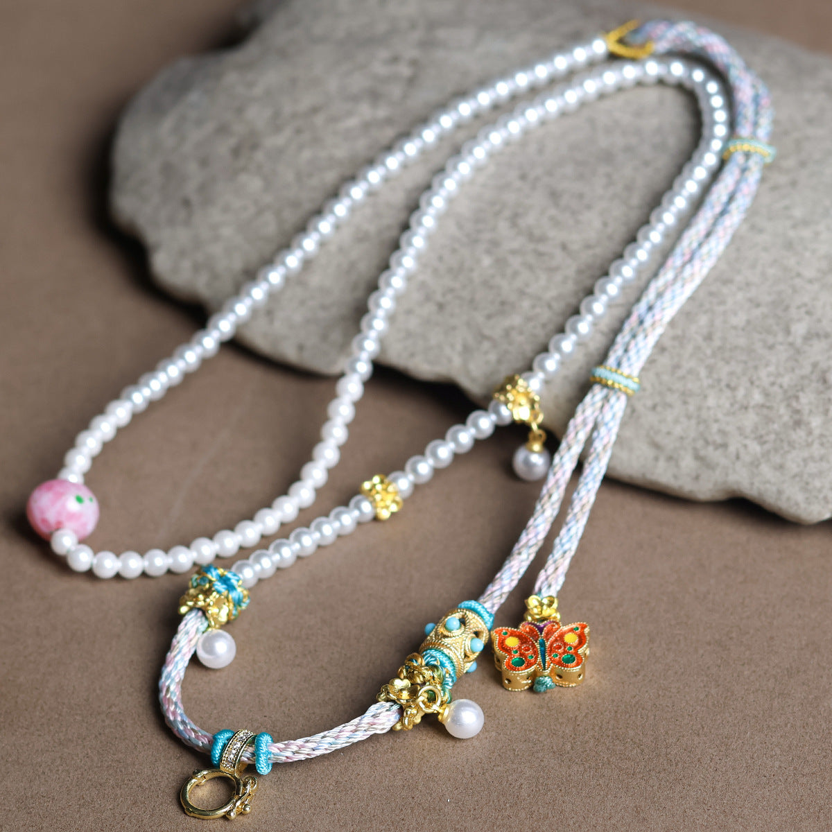 Tibetan Handmade Braided Rope Beeswax Jade Necklaces