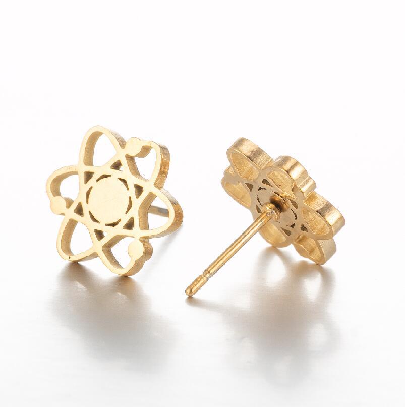 Lotus Ear Bone Hollow Origami Stainless Stud Earrings