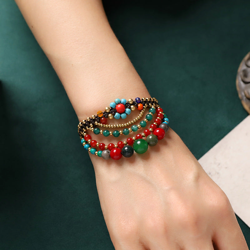 Women's Woven Yunnan Vintage Natural Stone Bohemian Bracelets