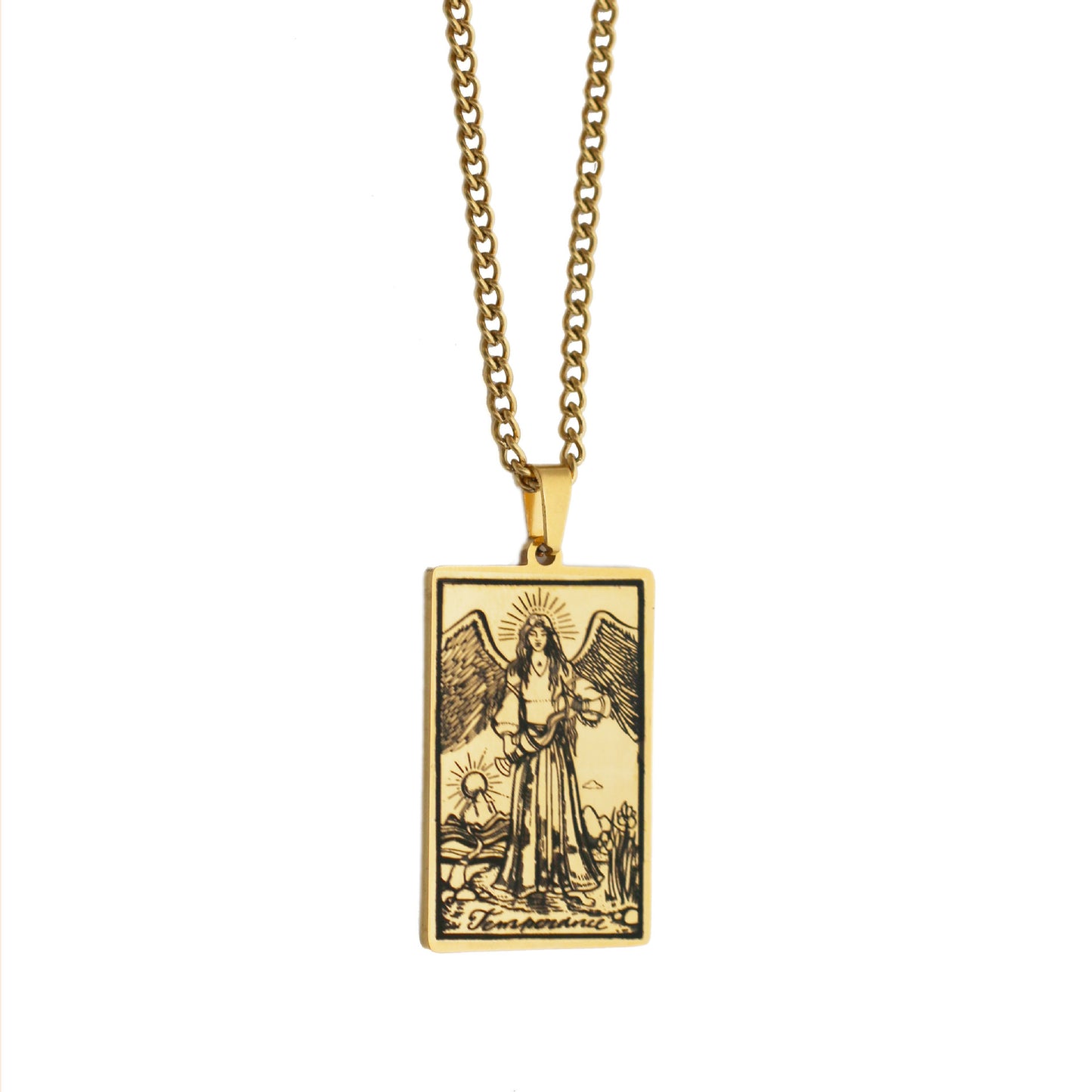 Zhang Tarot Titanium Steel Retro Rectangular Necklaces