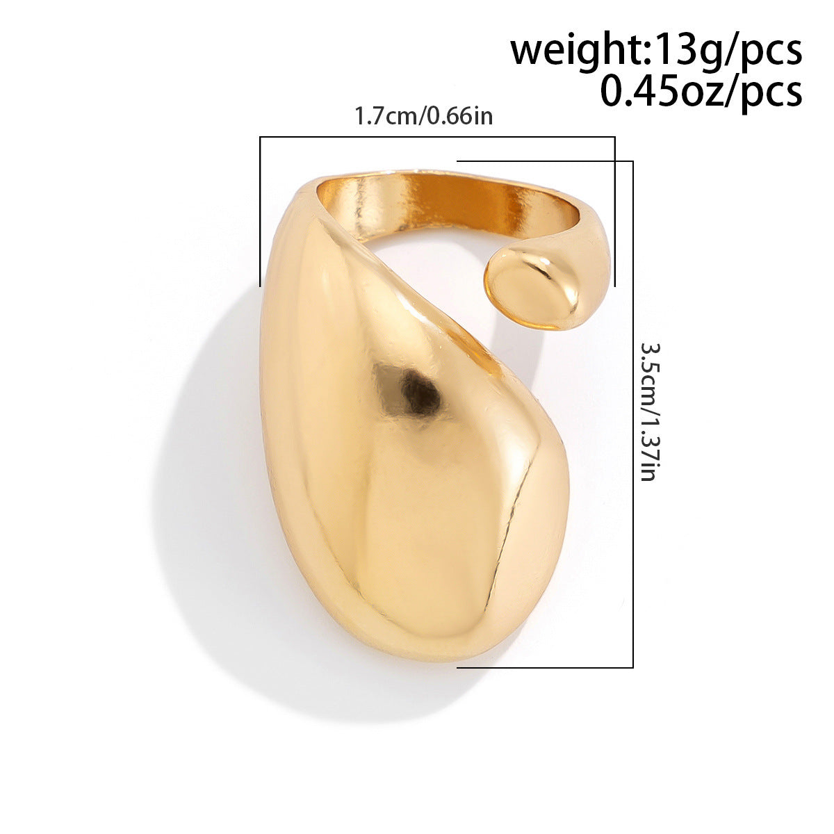 Glossy Surface Female Texture Water Drop Open Egg Face Ring