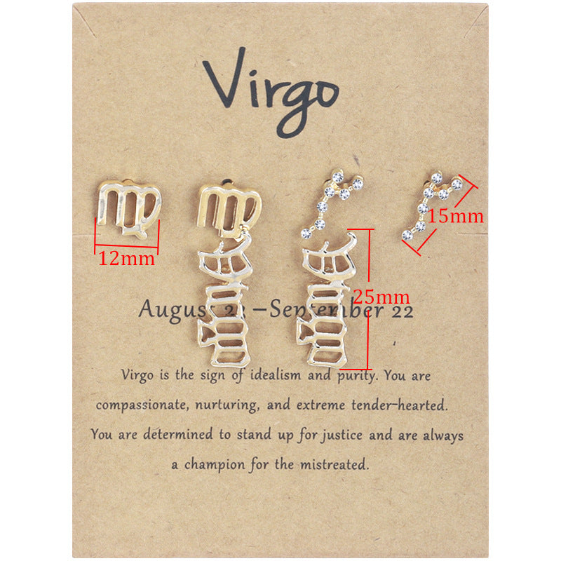 Twee Constellation Symbol Diamond Retro Alphabet Rings