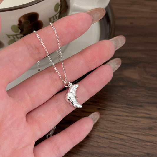 Fan Korean Style Sterling Sier Croissant Necklaces