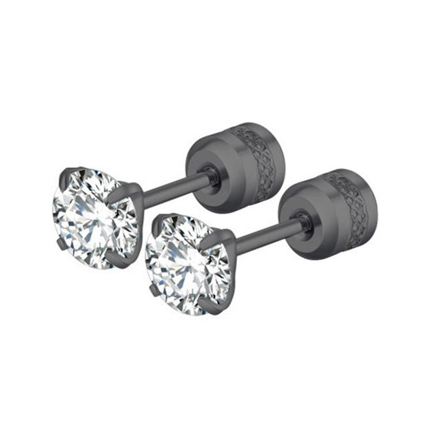 Men's Stainless Steel Zircon Korean Rhinestone Fashion Ear Earrings