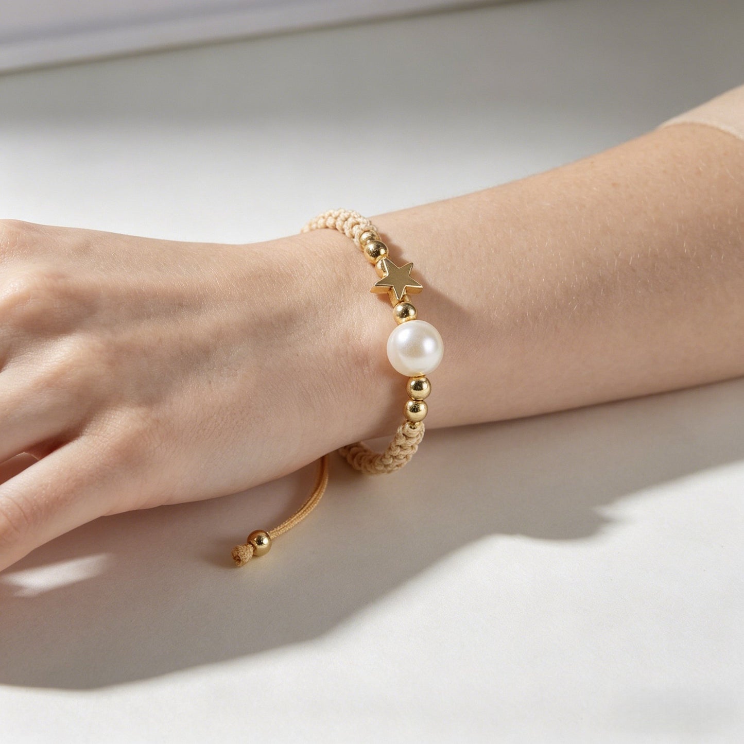 Pearl Woven Hand Strap Gentle Color Adjustable Wax Rope Chain Bracelets