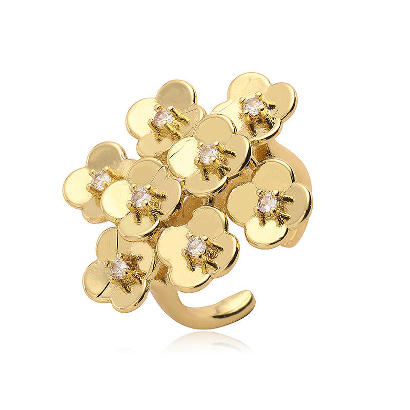 Gold Flower Petals Niche Retro With Rings