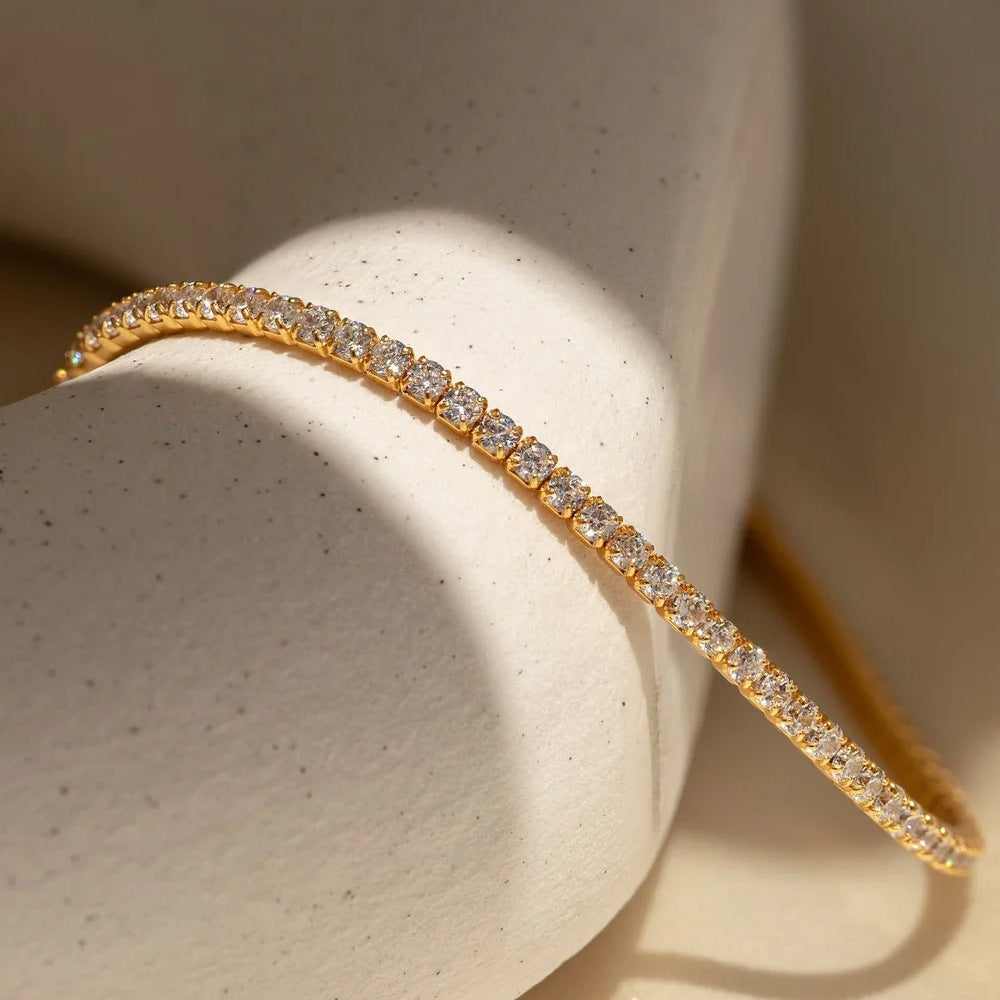 Single Row Diamond Round Zircon Tennis Bracelets
