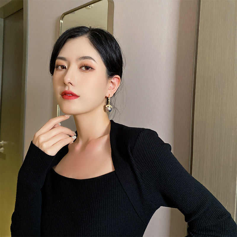 Women's High-grade Zircon Pearl Eardrops Trendy Sier Earrings