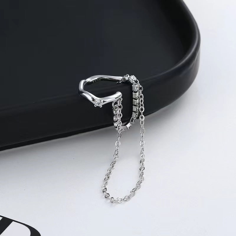 Chain Diamond Ear Clip Female Summer Stud Earrings