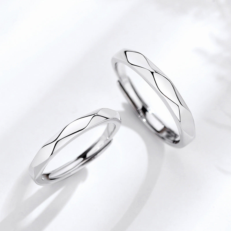 Black White Rhombus Couple Pair Of Long-distance Rings