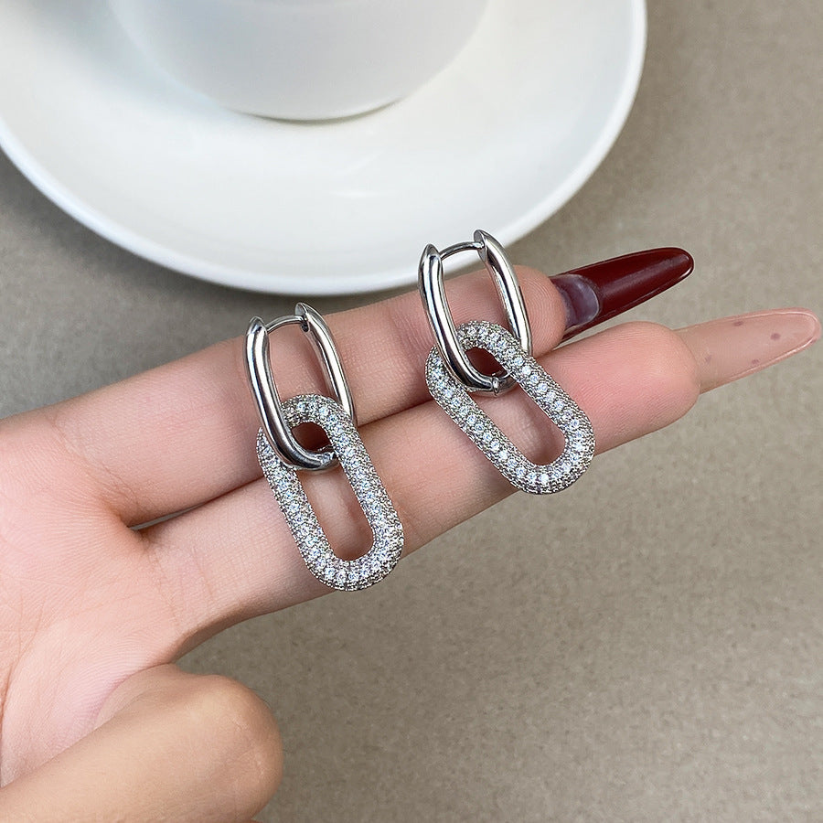 Simple Cold Style U-shaped With Multiple Wearing Methods Single Double Stud Earrings
