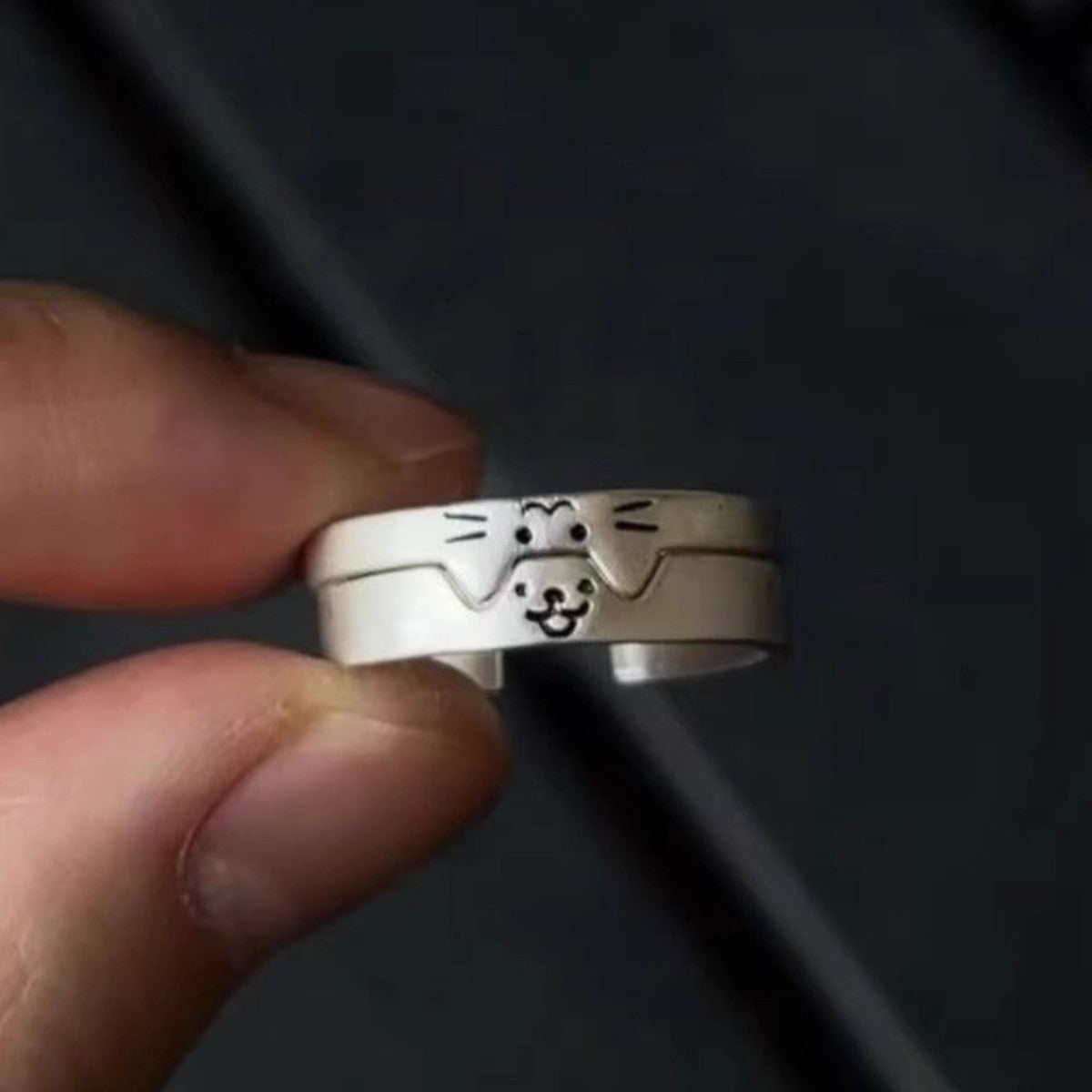 Kitten Puppy Couple Be My Cat Design Rings