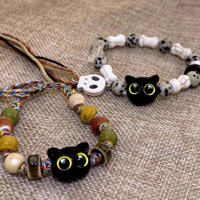 Skull Cat Ceramic Woven Niche Design Sweet Bracelets