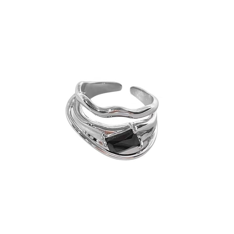 Geometric Wave Female Dark Design Fashion Personality Affordable Luxury Rings