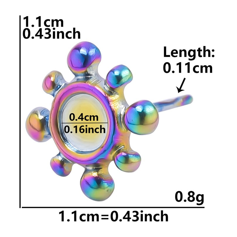 Stainless Steel Round Base Support Titanium Piercing Ear Clip Stud Earrings
